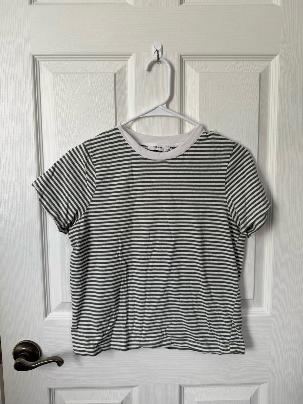 Striped Crewneck Tee in Green and White